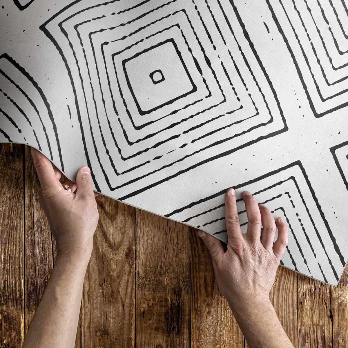 TEPPICH 120x180 cm Regelmäßige Quadrate Boho Muster - Schwarz/Weiß, Kunststoff (120/180cm) - Wallfluent