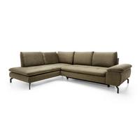 ECKSOFA VOLO Grün Plüsch-Stoff mit Schlaffunktion - Grün, Holz (271/206cm) - MASSENO