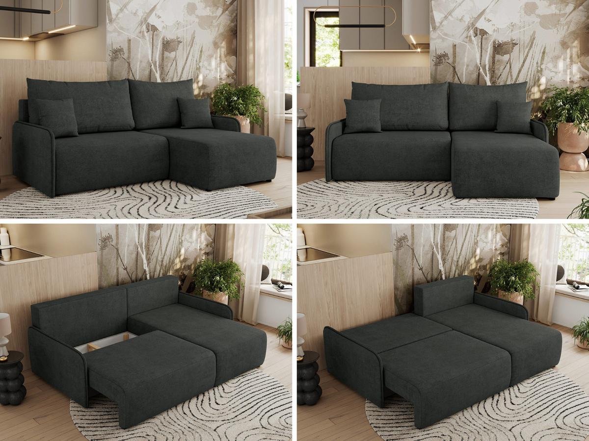 ECKSCHLAFSOFA ARPA L Dunkelgrau Struktur - rechts - Dunkelgrau/Schwarz, Kunststoff/Textil (150/198cm) - MKS