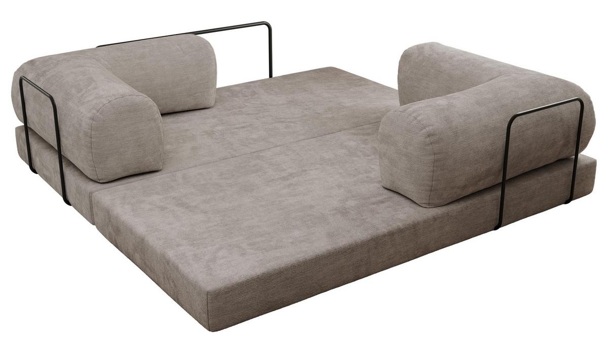 3-SITZER SOFA ORSETTO - Hellgrau Schenille glatt - Hellgrau/Schwarz, Textil/Metall (200/70/100cm) - MKS