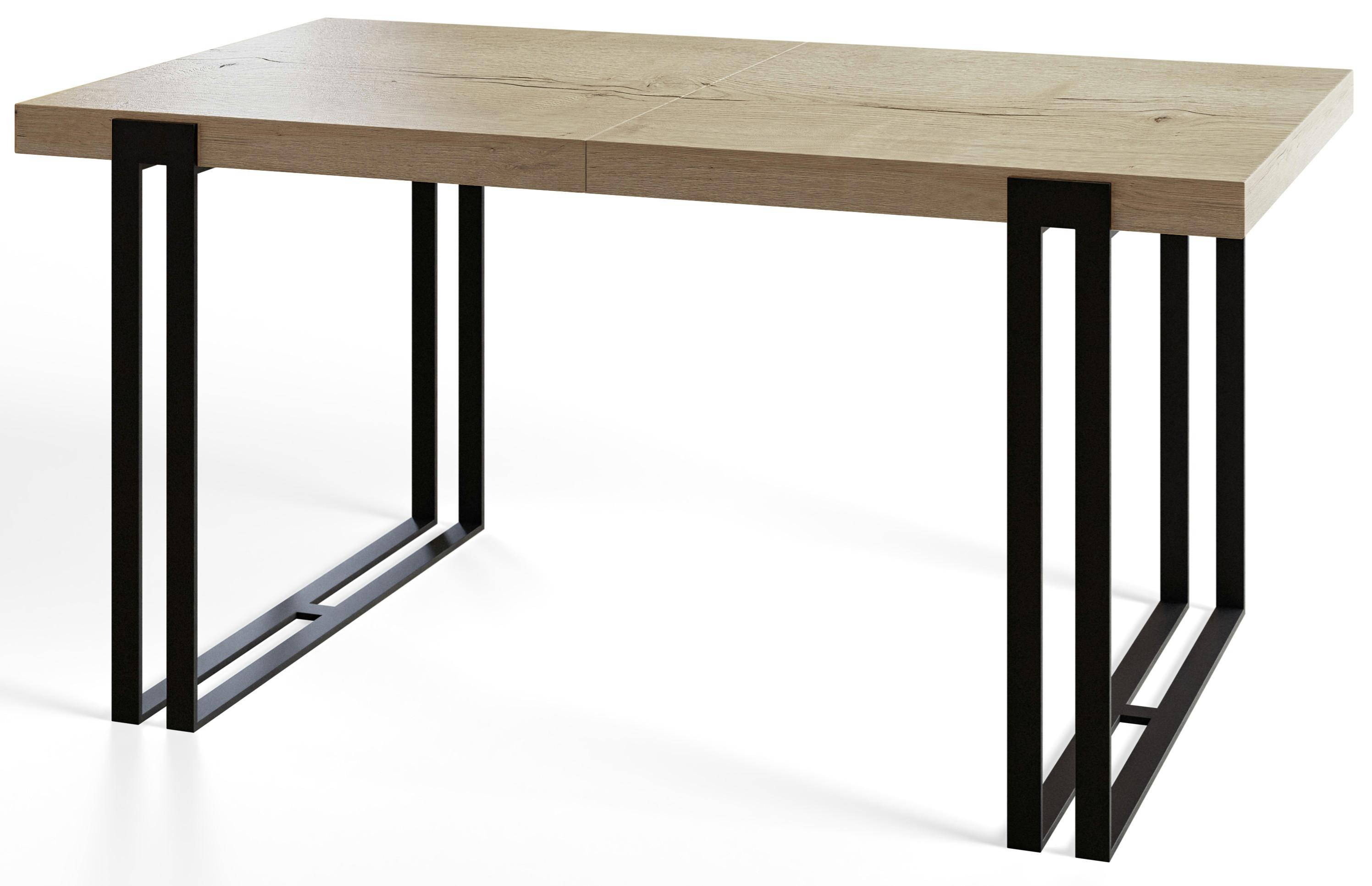 ESSZIMMERTISCH ROSA 200X90X77 cm, Farbe: HALIFAX, mit Metallbeinen in Farbe Schwarz - Schwarz/Naturfarben, Holzwerkstoff (200/90/77cm) - Alpi-Möbel