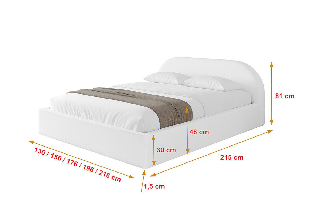 POLSTERBETT mit Bettkasten und Lattenrost, Boxbett ohne Matratze - TIVON-V1 180x200 Weiß Kunstleder - Weiß Hochglanz, Holzwerkstoff/Textil (180/200cm) - ALTDECOR