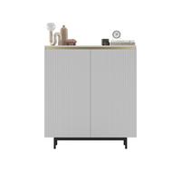 KOMMODE Selene 2D Weiß matt 111 cm mit schwarzem Metallrahmen - Schwarz/Weiß, Holzwerkstoff/Metall (111/125/35cm) - Meble Lindner
