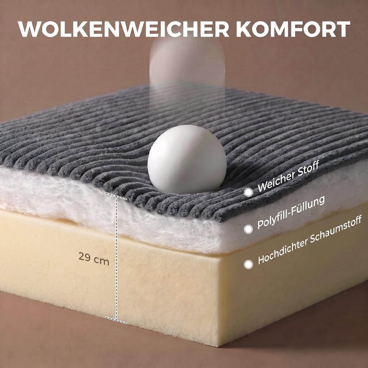 BODENSESSEL Cordstoff Schaumstoff Dunkelgrau - Dunkelgrau, Textil (98/95/145cm) - HOMCOM