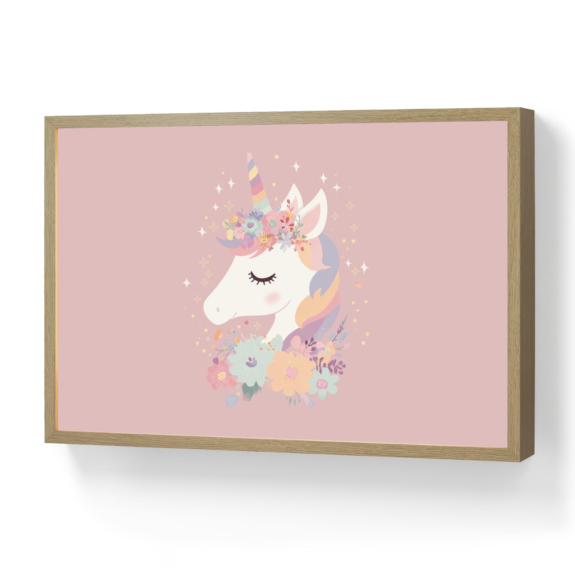 NACHTTISCHLAMPE MIT AKKU Einhorn - Rosa - Blumen 60x40 cm - Rosa, Holzwerkstoff (8/60/40cm) - OnlyWow
