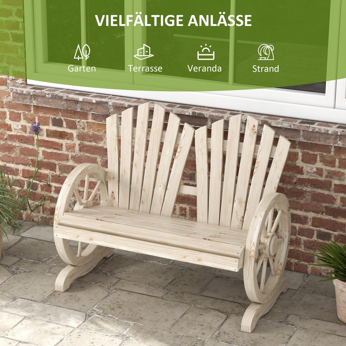GARTENBANK mit Armlehne Sitzbank Gartenmöbel Massivholz Naturholz - Fichtefarben, Holz (66/95/108cm) - Outsunny