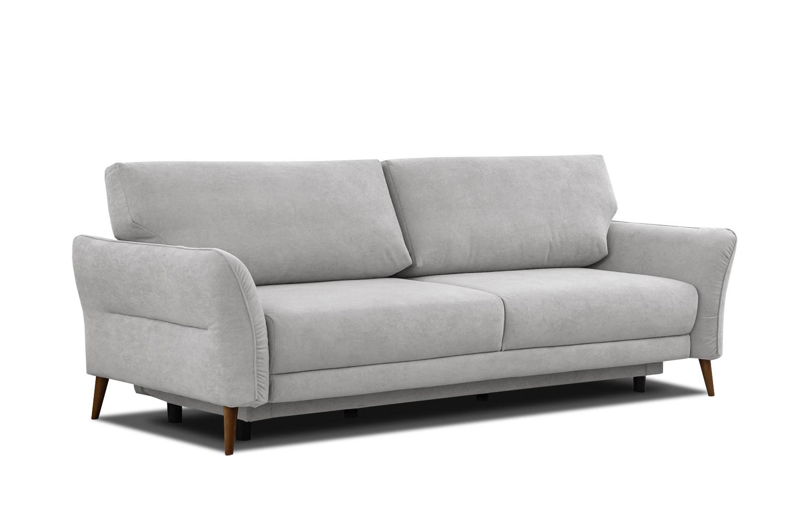 SOFA FIGARI 3-Sitzer mit Schlaffunktion, hellgrau - Hellgrau/Braun, Holz/Textil (232/90/107cm) - Wozimo