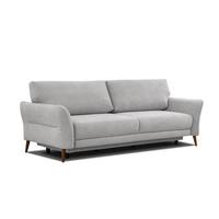 SOFA FIGARI 3-Sitzer mit Schlaffunktion, hellgrau - Hellgrau/Braun, Holz/Textil (232/90/107cm) - Wozimo