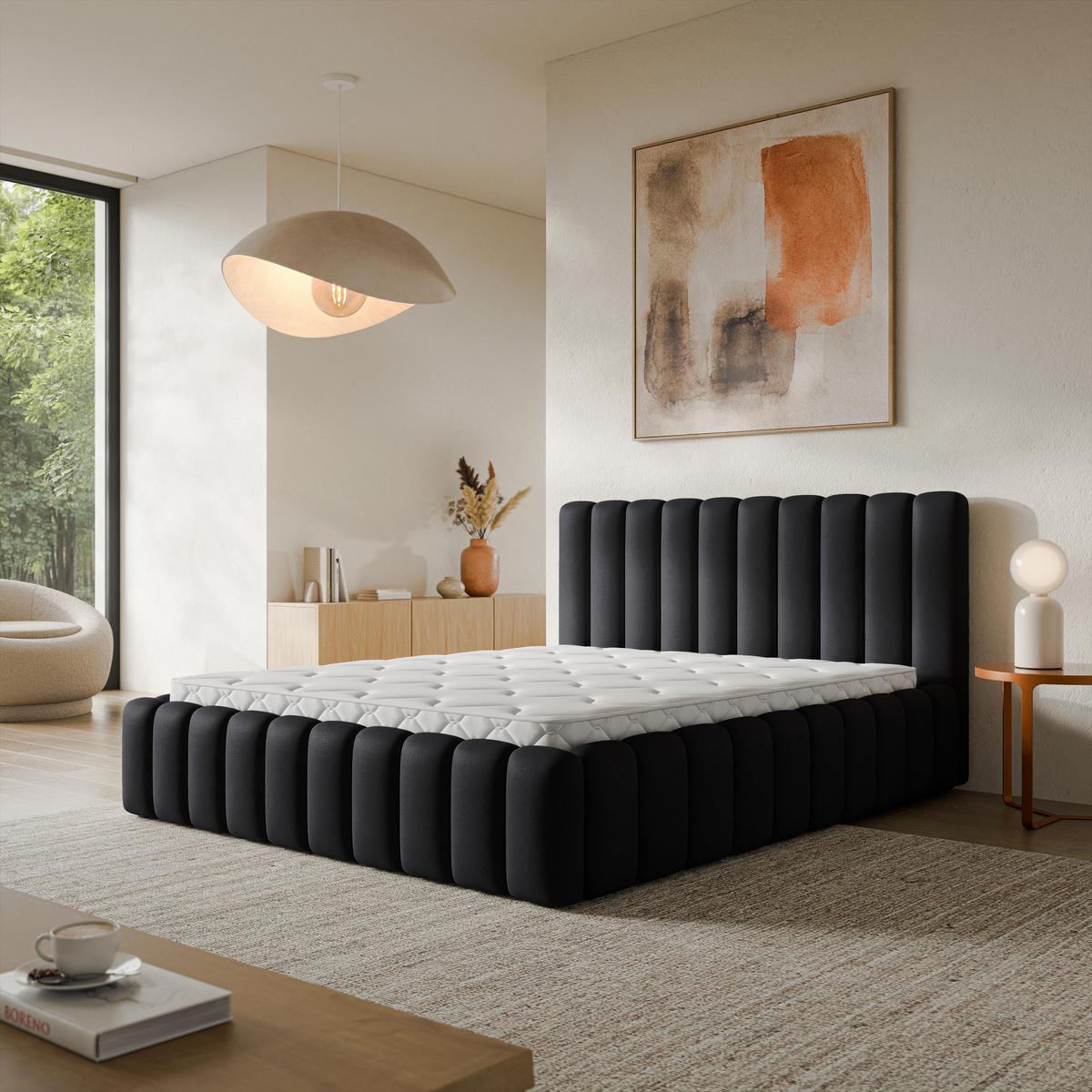 POLSTERBETT TEBA 120x200 cm mit Bettkästen - Schwarz - Schwarz, Holz/Textil (120/200cm) - MASSENO