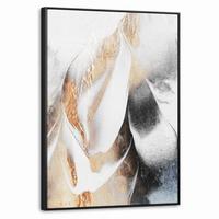 LEINWAND Bilder mit Rahmen - Luxus - Abstrakt - Gold - Weiß - 60x80 - Goldfarben, Textil (60/80cm) - MuchoWow