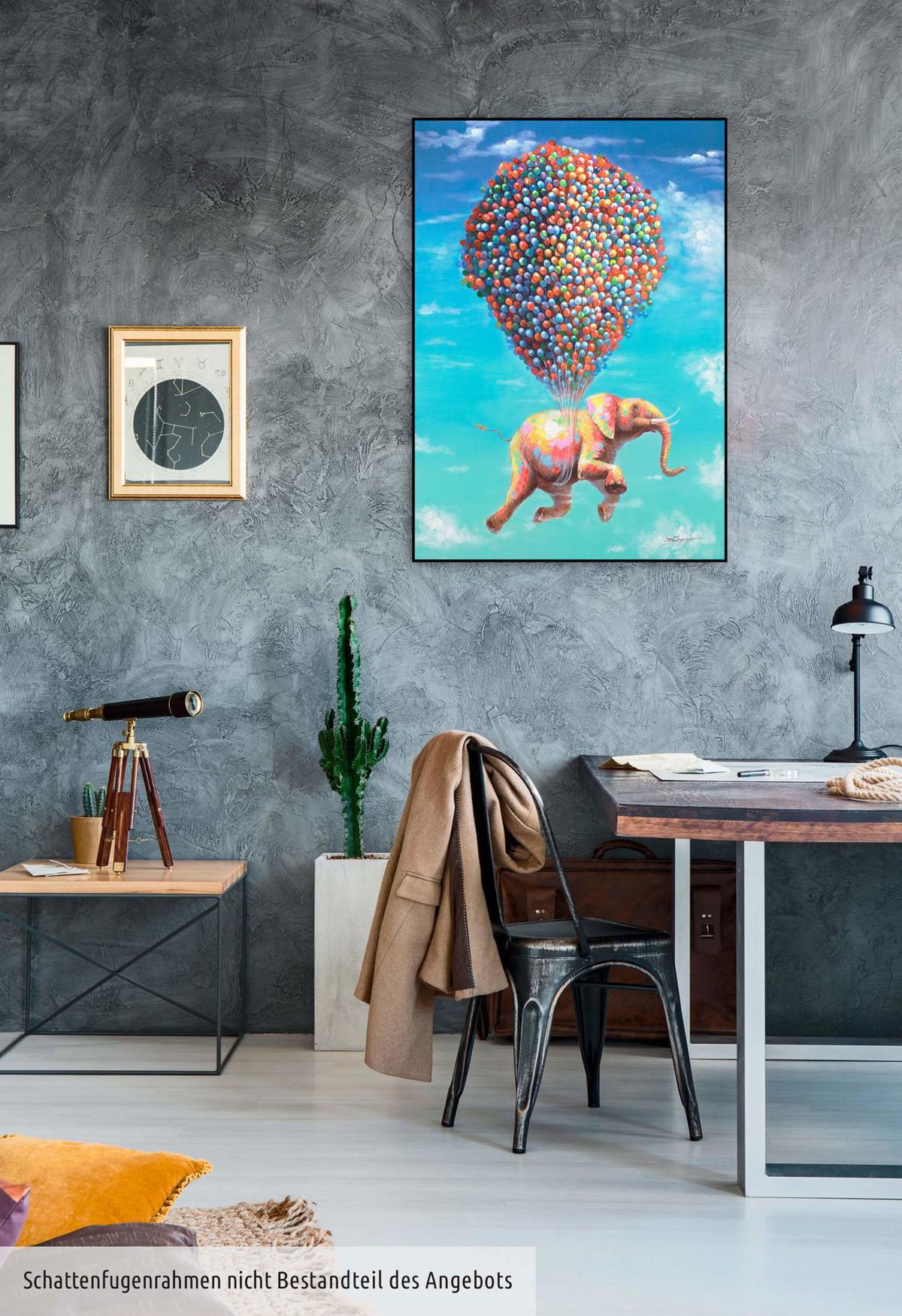 ÖLGEMÄLDE 70/100 cm - Blau/Gelb, Holz/Textil (70/100cm) - KUNSTLOFT