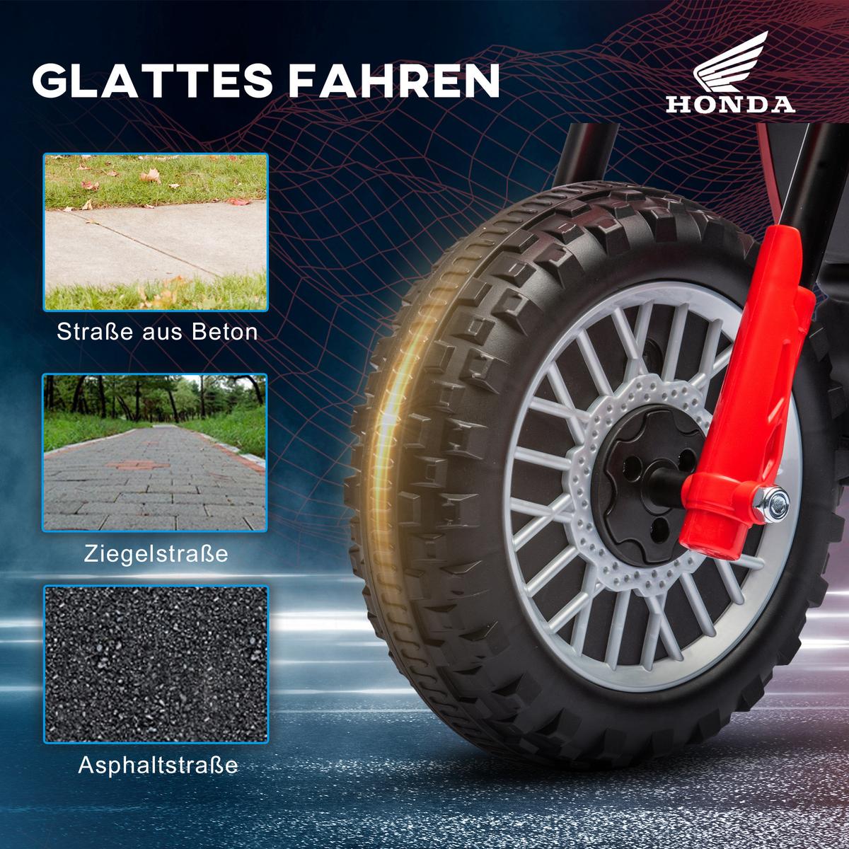 LANGUAGE ELEKTRO-MOTORRAD mit Hupe, Musik 6V Rot - Rot, Kunststoff/Metall (71/40.5/43.5cm) - HOMCOM