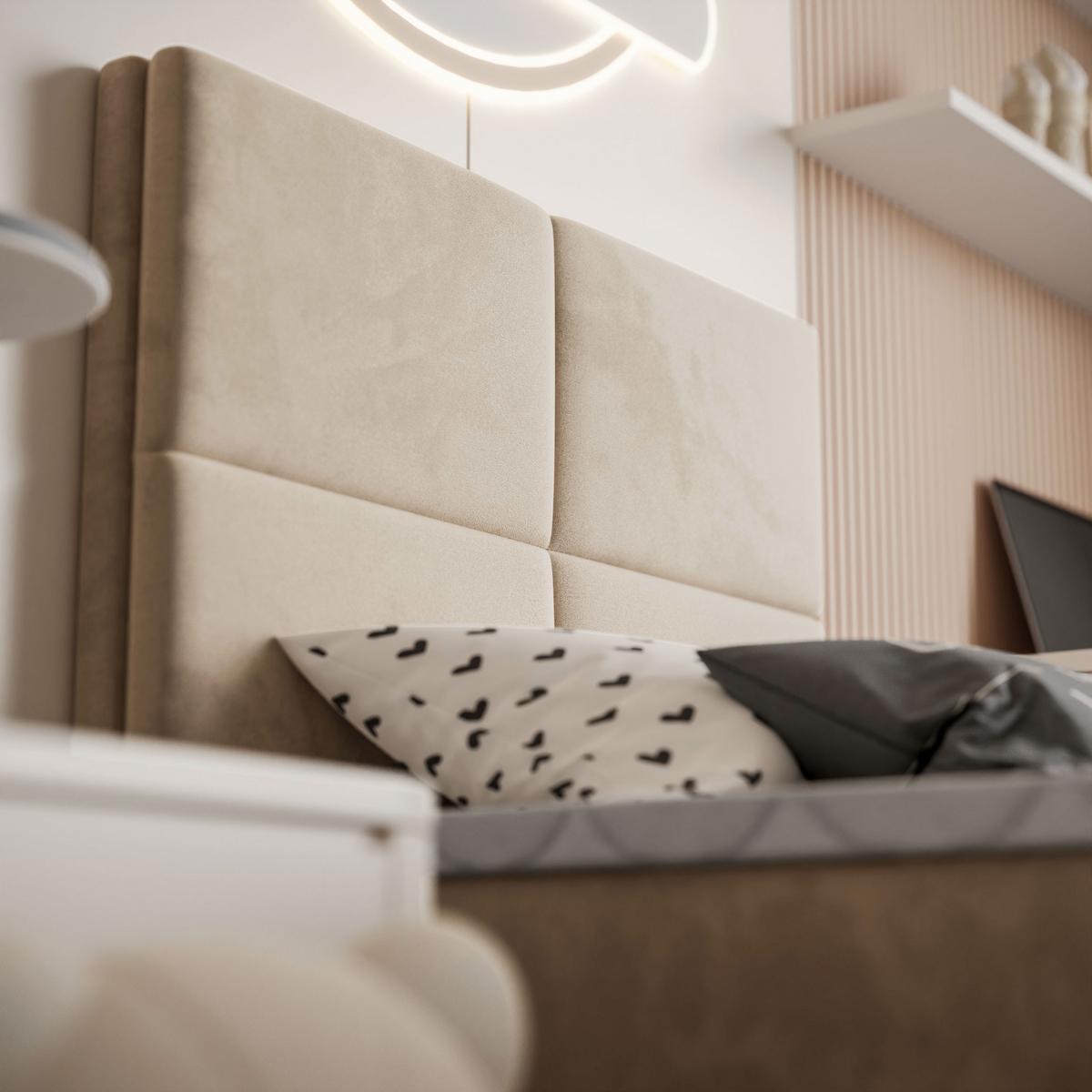 BOXSPRINGBETT Bett CROSS MINI mit Topper 100x200 cm Royal Velvet 170 - Beige, Textil - Lookway