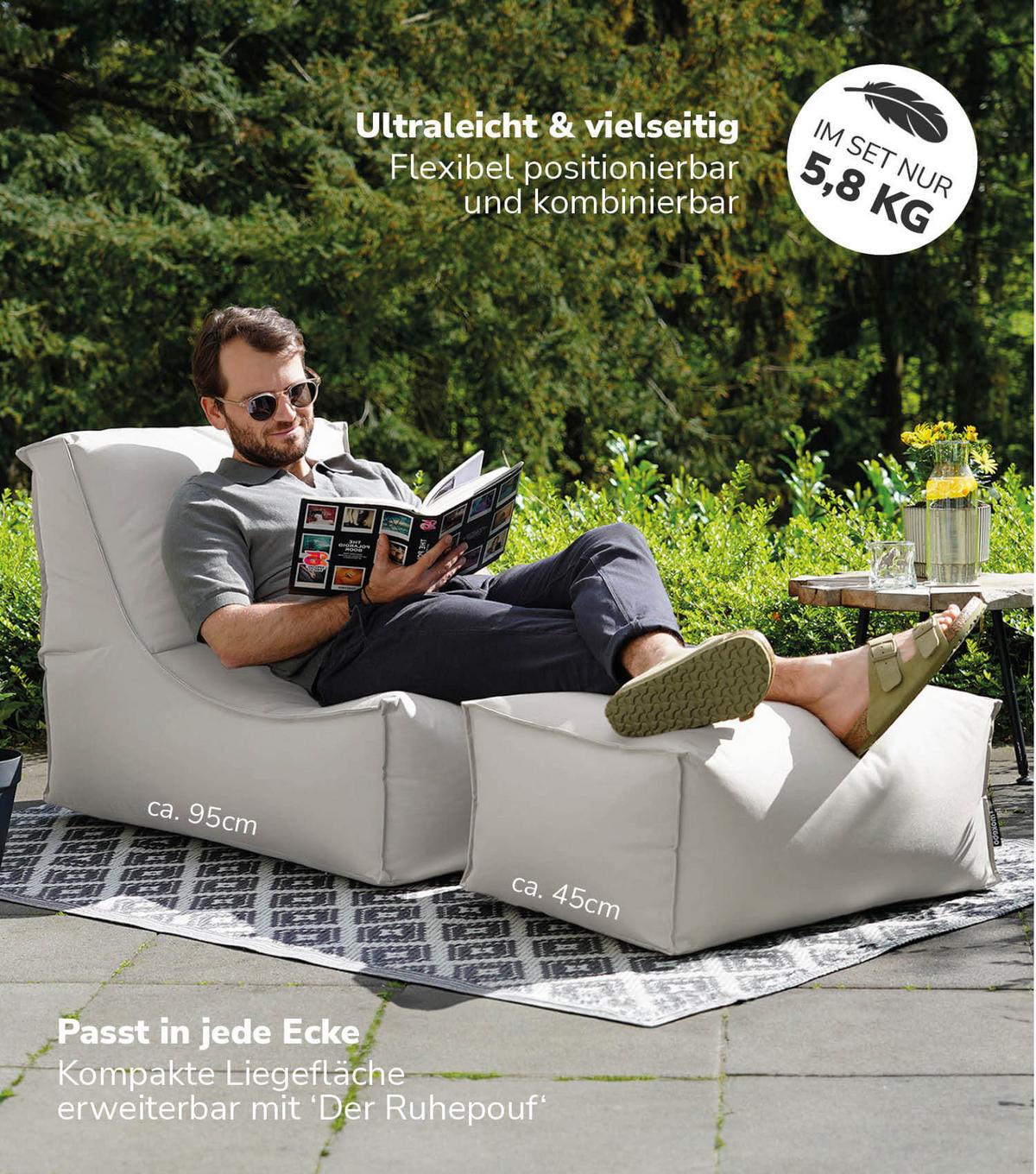 OUTDOOR SITZSACK mit Schutzhülle Der Sundowner - Grau, Textil (60/65/95cm) - Mokebo