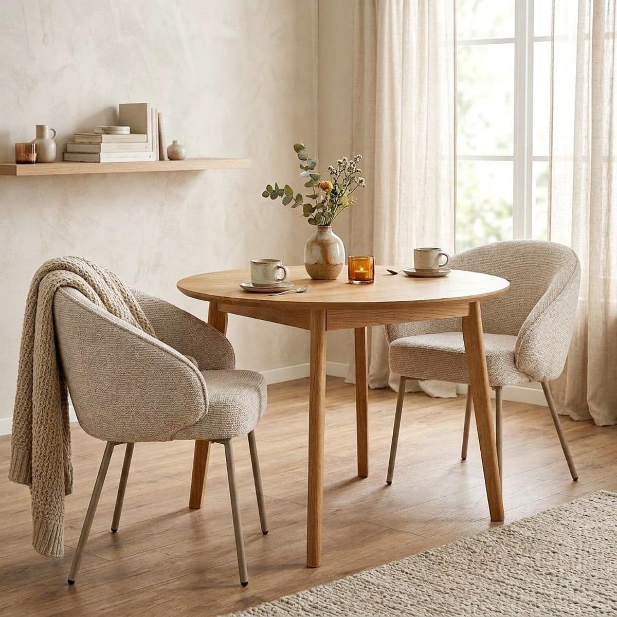 STÜHLE 2er-Set aus Stoff Beine aus Metall beige 62/60/81 cm - Beige, Textil (60/81/65cm) - Calicosy