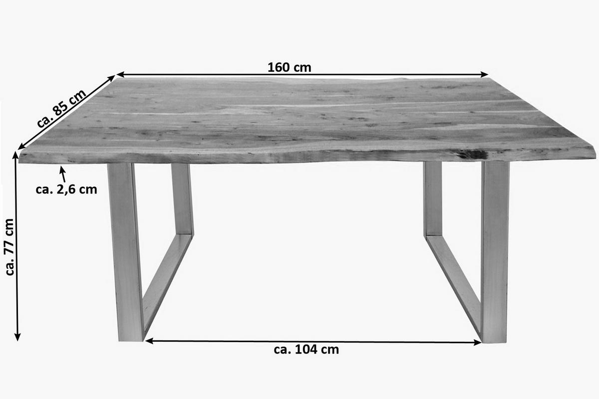 ESSTISCH TOPS&TABLES - Beige/Schwarz, Holz/Metall (85/160/77cm) - SAM