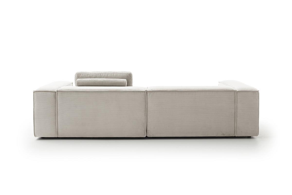 SOFA CARMO Silber Cord - Silberfarben/Schwarz, Kunststoff/Textil (306/68/118cm) - KAWOLA