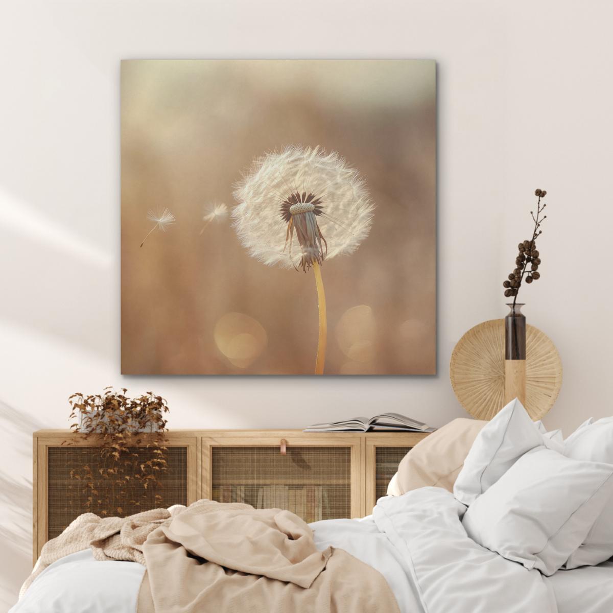 AKUSTIKBILD Löwenzahn - Beige - Natur - Blume Akustikpaneele 90x90 cm - Hellbraun, Kunststoff (90/90/0.9cm) - MuchoWow