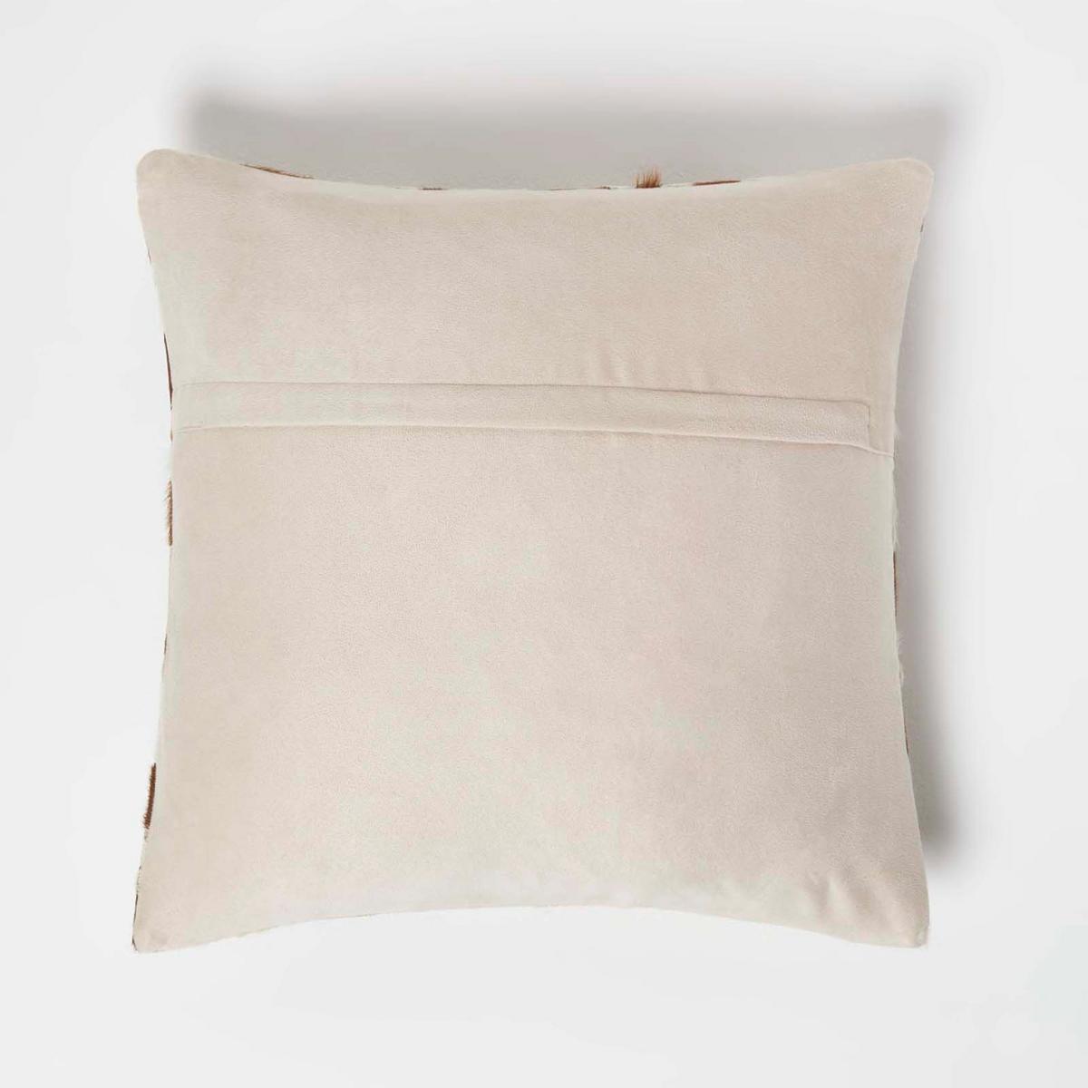 PATCHWORK-KISSEN Fell & Leder 45/45 cm geometrisch - Multicolor, Leder/Textil (45/45cm) - Homescapes