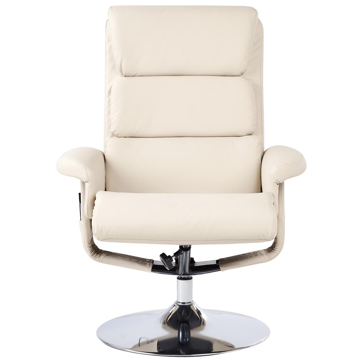 MASSAGESTUHL mit Fußstütze Kunstleder Hellbeige Legend - Beige, Kunststoff (76/100/58cm) - Beliani