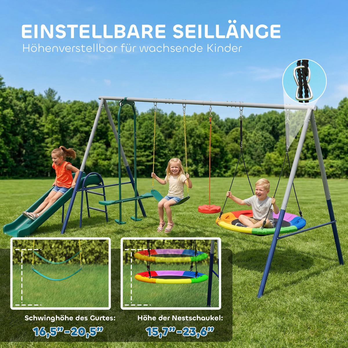 SCHAUKELGESTELL Stahl HDPE Mehrfarbig - Multicolor, Metall (196/203/382cm) - AIYAPLAY