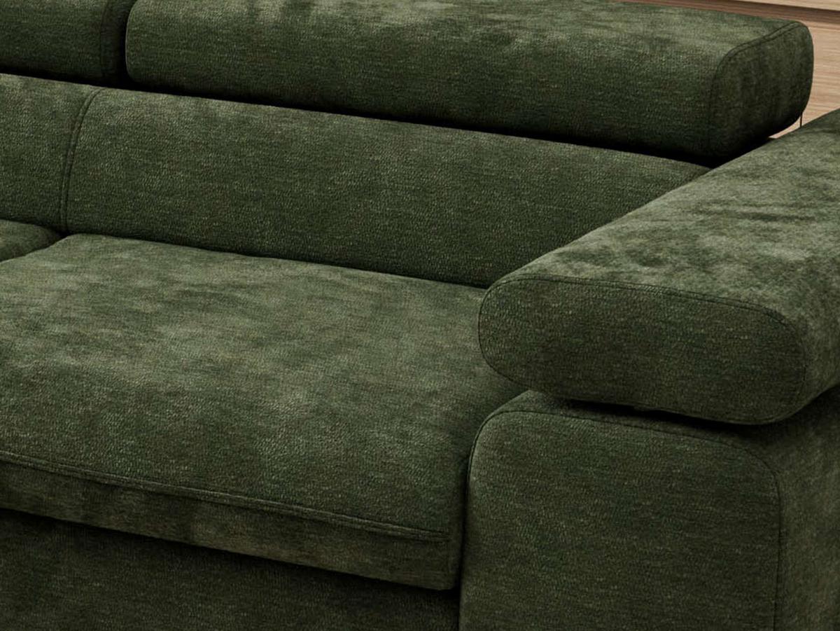 ECKSOFA PABLO L Dunkelgrün Schenille glatt - Links Seite mit Visco Topper - Dunkelgrün/Schwarz, Textil/Metall (208/273cm) - MKS