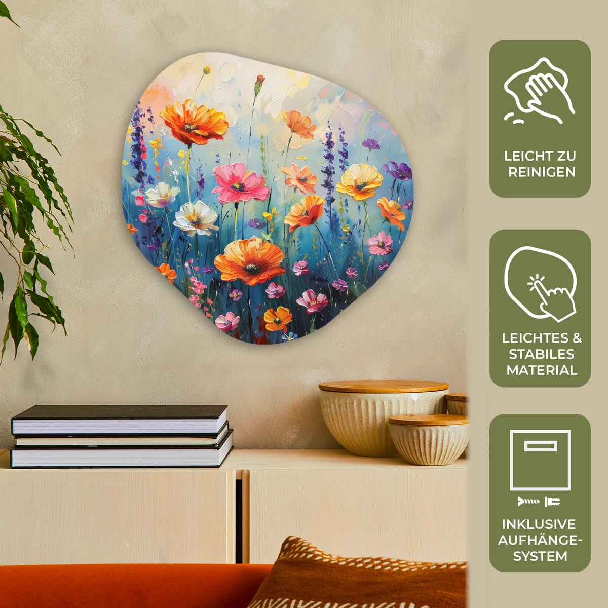 WANDBILD Blumen - Natur - Aquarell - Kunst Wandbild 60x60 cm - Multicolor, Kunststoff (60/60cm) - MuchoWow