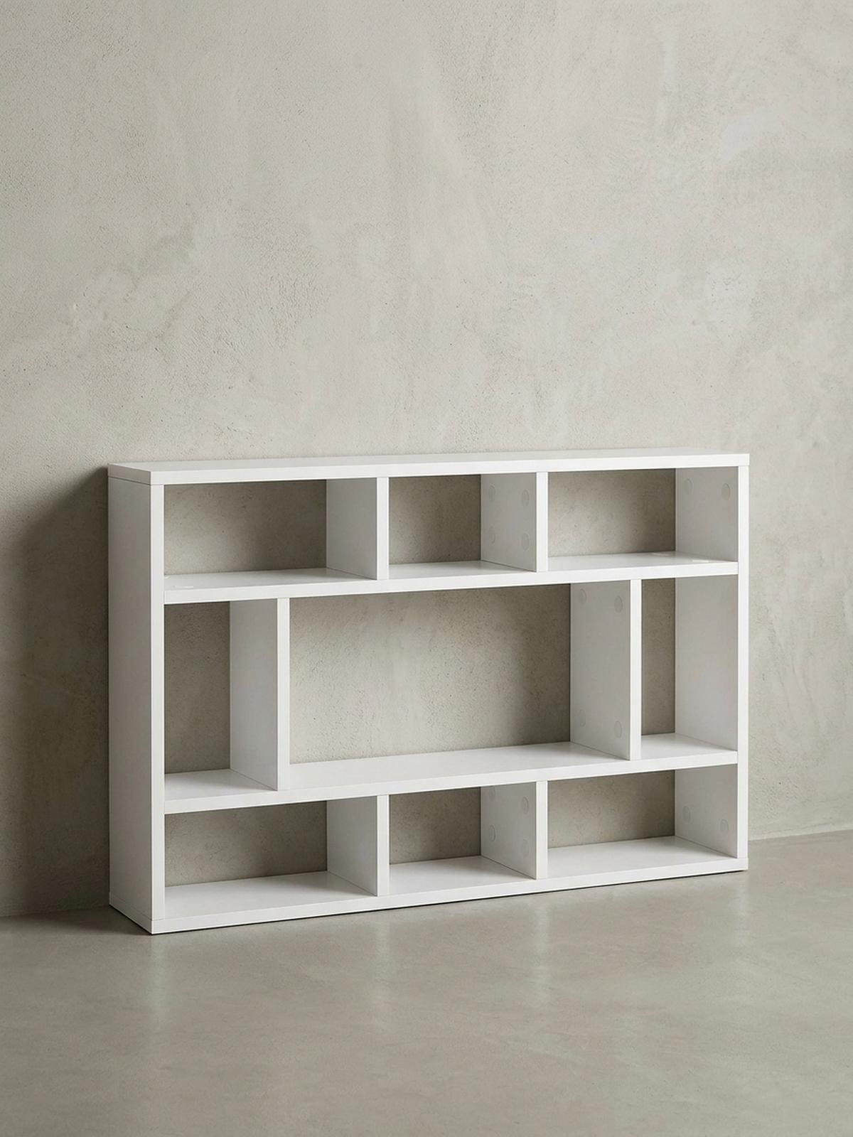 WANDREGAL MAGRA Spanplatte 9 Fächer Modern, Weiß 75x16x51 cm - Weiß, Holz (75/51/16cm) - KADIMA DESIGN
