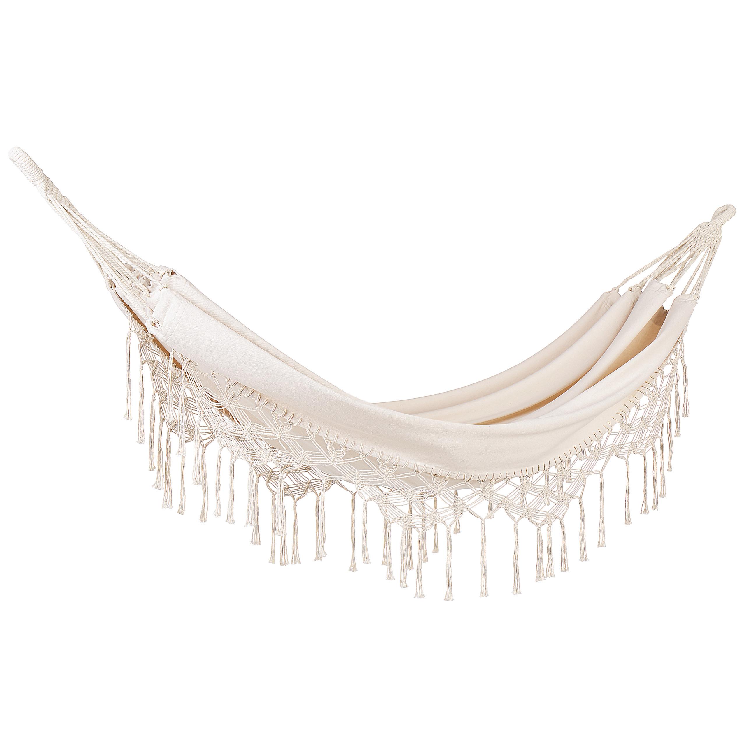 HÄNGEMATTE Baumwolle beige Rocca - Beige, Naturmaterialien (290/0.5/150cm) - Beliani
