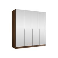 KLEIDERSCHRANK Santi III - Nussbaumfarben/Schwarz, Holzwerkstoff/Metall (200/215/58cm) - MIRJAN24