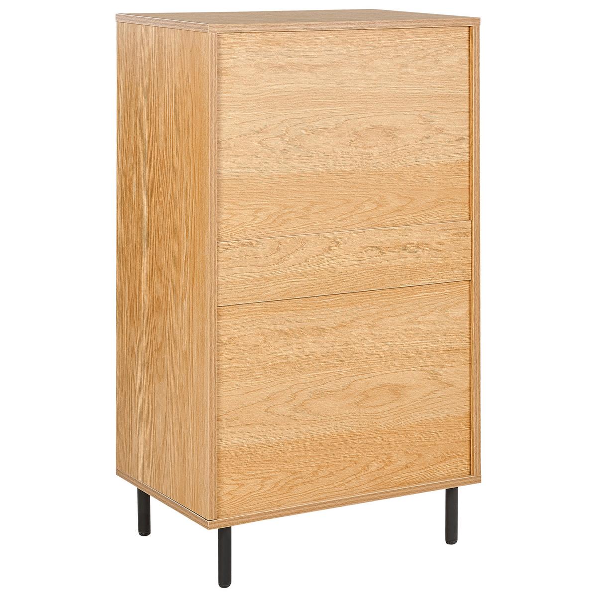 KOMMODE 4 Schubladen Hellholz Nikea - Hellbraun/Schwarz, Holzwerkstoff (60/104/40cm) - Beliani