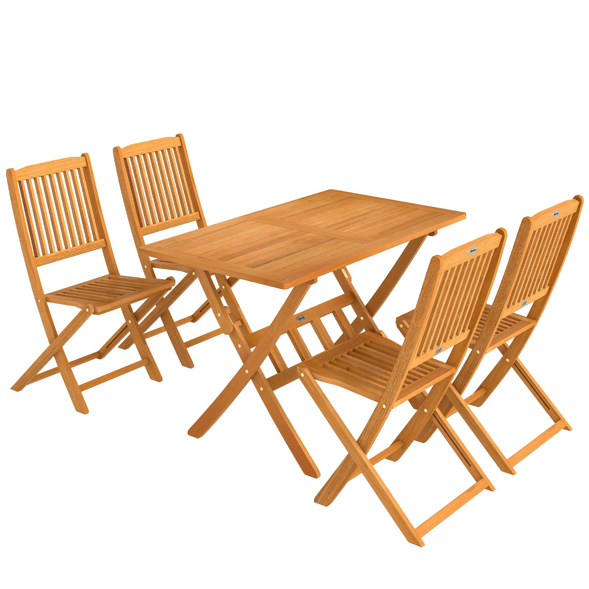 OUTDOOR ESSGRUPPE 5ER-SET aus Akazienholz Braun - Akaziefarben, Holz - Outsunny