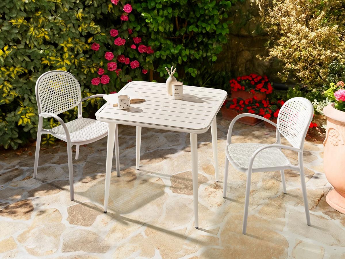 GARTENTISCH 80/80 cm Hellbeige Naturno - Beige, Metall (80/80/77cm) - Beliani