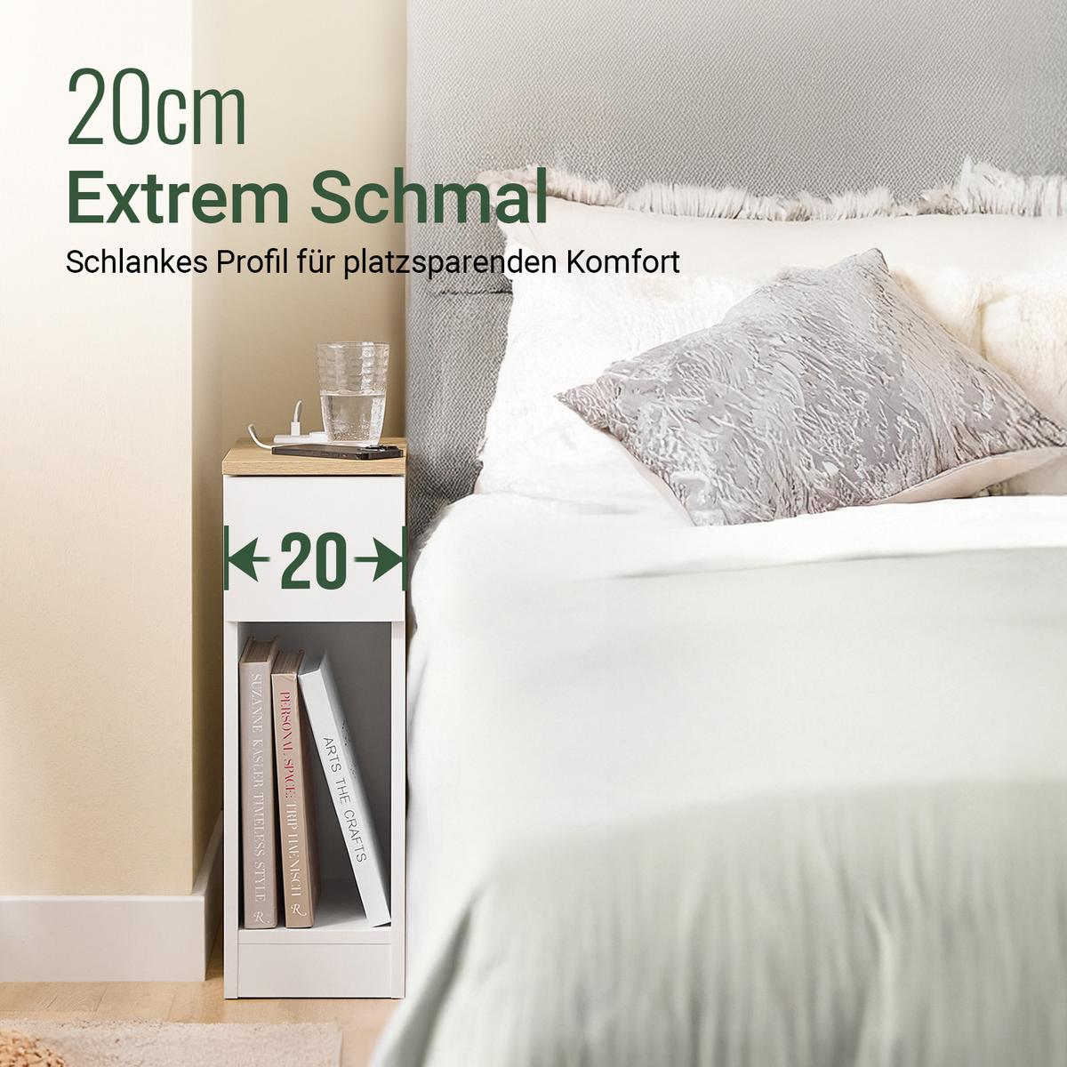 NACHTTISCH 2er Set, Beistelltisch Weiß 20x35x60 cm - Weiß, Holzwerkstoff (20/60/35cm) - SoBuy