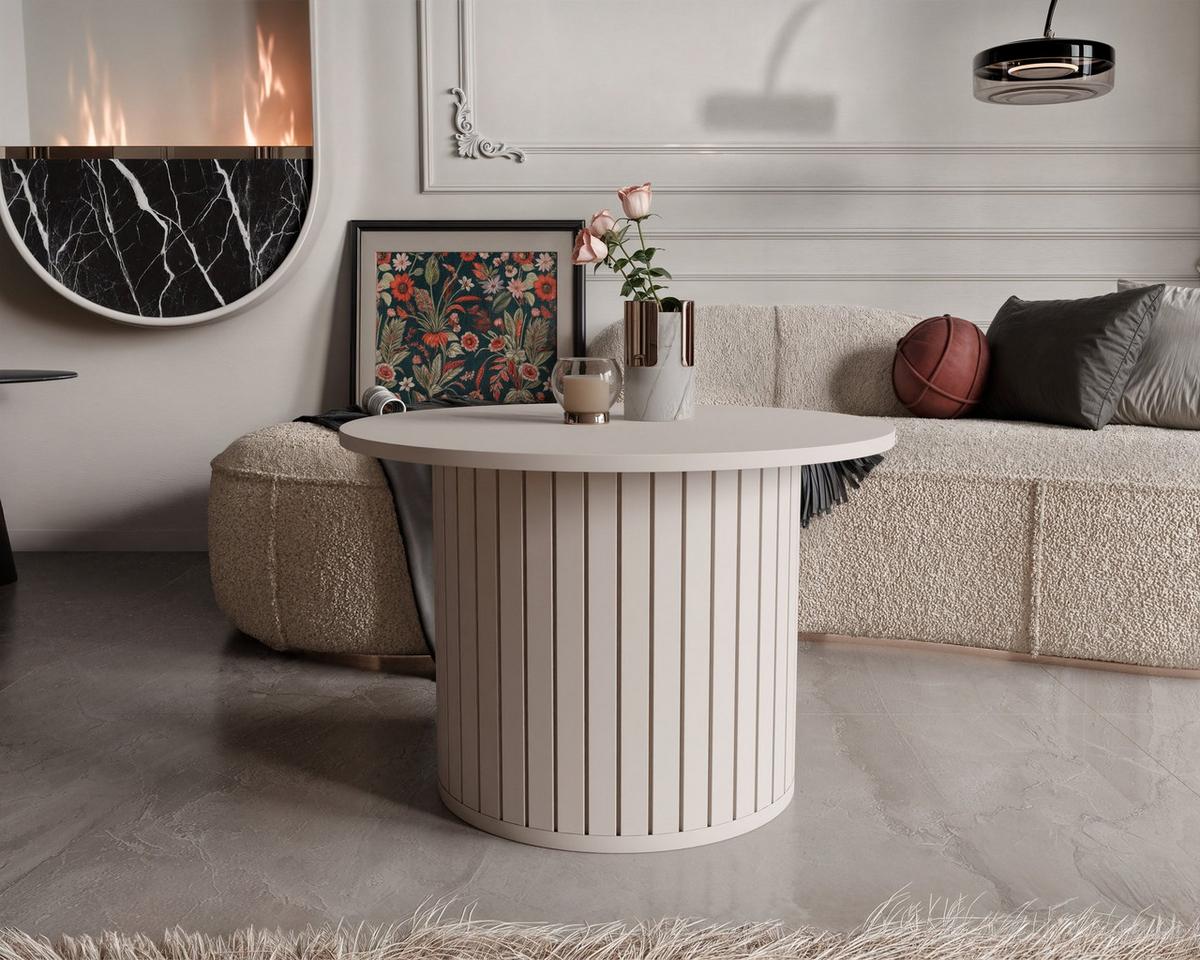 COUCHTISCH geriffelt, rund, Kaschmir - Kaschmir, Holzwerkstoff (70/70/46cm) - Idohome