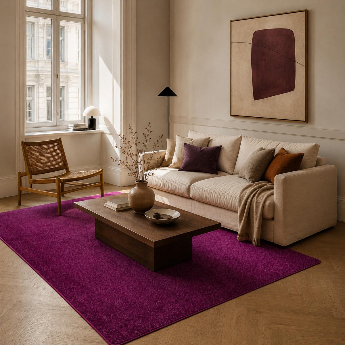 HOCHFLOR VELOURS TEPPICH LUNA - Violett, Textil (140/200cm) - Snapstyle