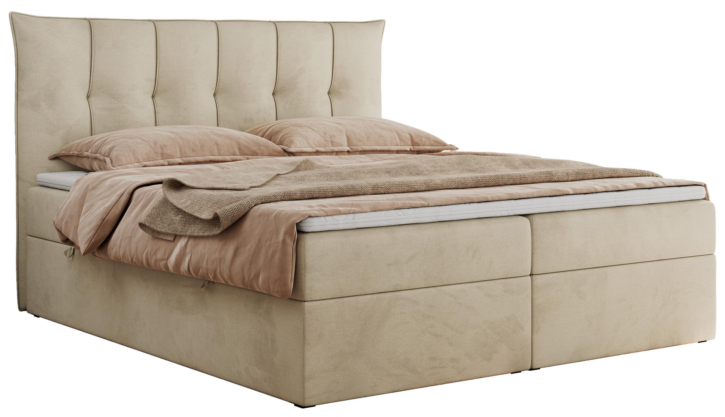 BOXBETT PREMIUM 10 140/200 Beige Velvet - H4 - Beige, Holz/Textil (140/200cm) - MKS