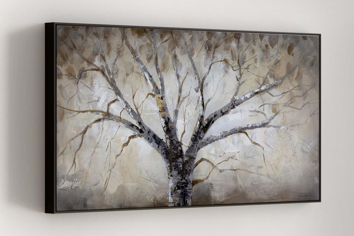 ACRYLBILD HANDGEMALT 120/60 cm - Weiß, Holz/Textil (120/60cm) - KUNSTLOFT
