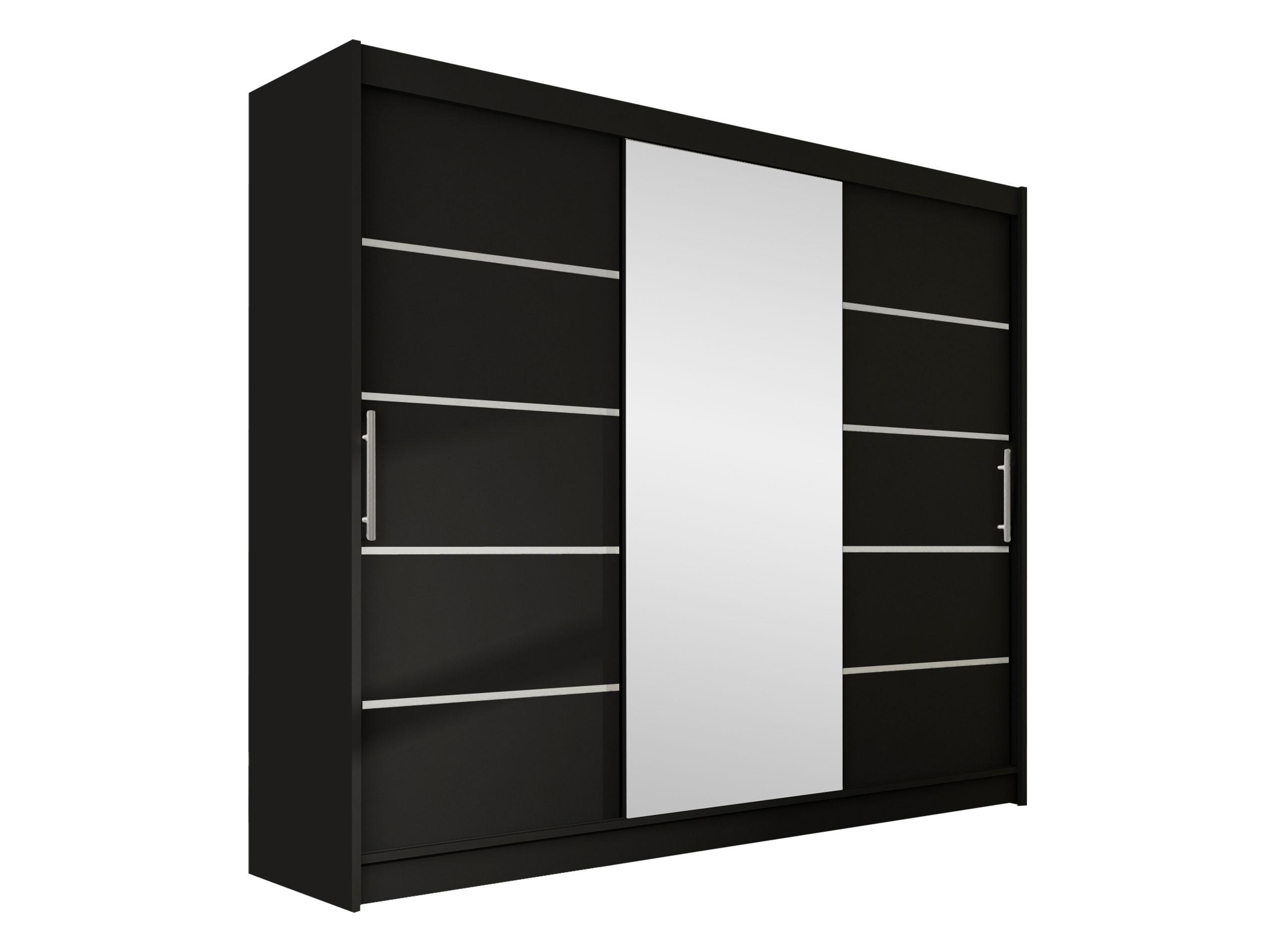 KLEIDERSCHRANK Aston VI - Silberfarben/Schwarz, Holzwerkstoff/Kunststoff (250/215/58cm) - MIRJAN24