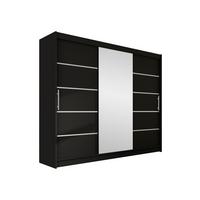 KLEIDERSCHRANK Aston VI - Silberfarben/Schwarz, Holzwerkstoff/Kunststoff (250/215/58cm) - MIRJAN24