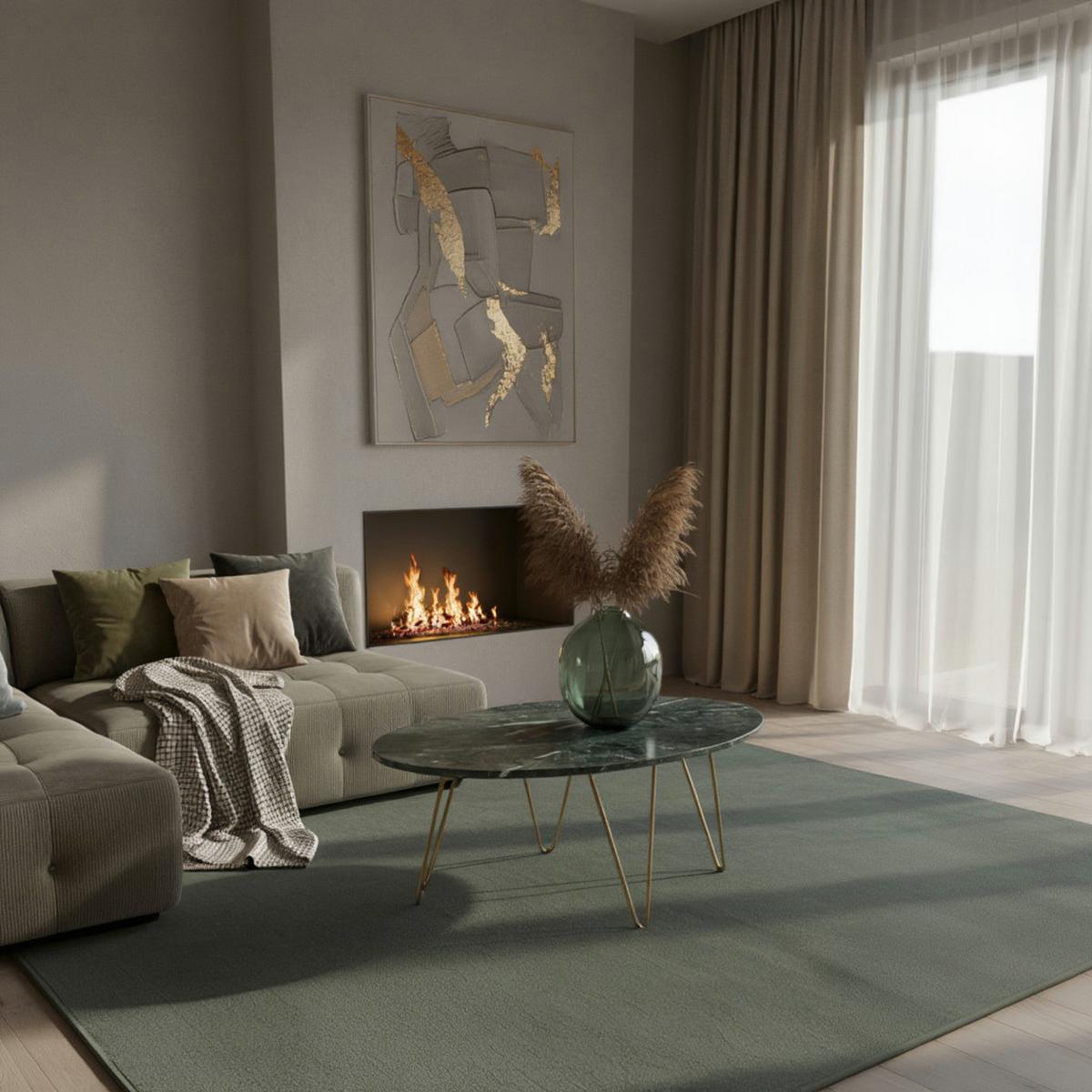 TEPPICH Kurzflor Waschbar NECKAR in Grün, einfarbig, 200 x 290 cm - Grün, Textil (290/200cm) - KADIMA DESIGN