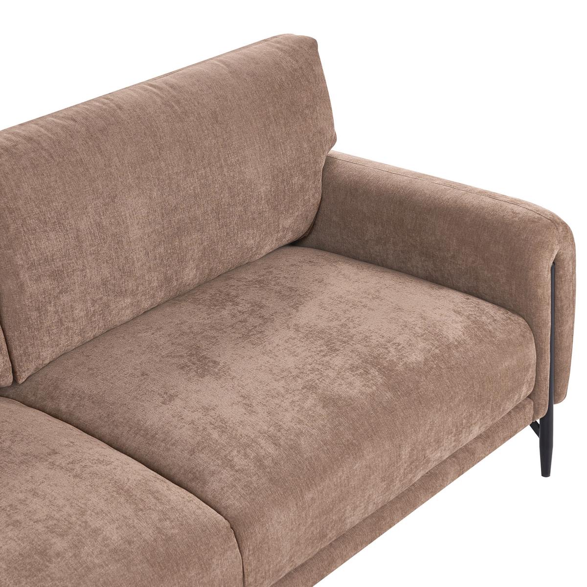 3-SITZER-SOFA Chenillegewebe Braun Skaro - Schwarz/Braun, Textil (214/87/89cm) - Beliani