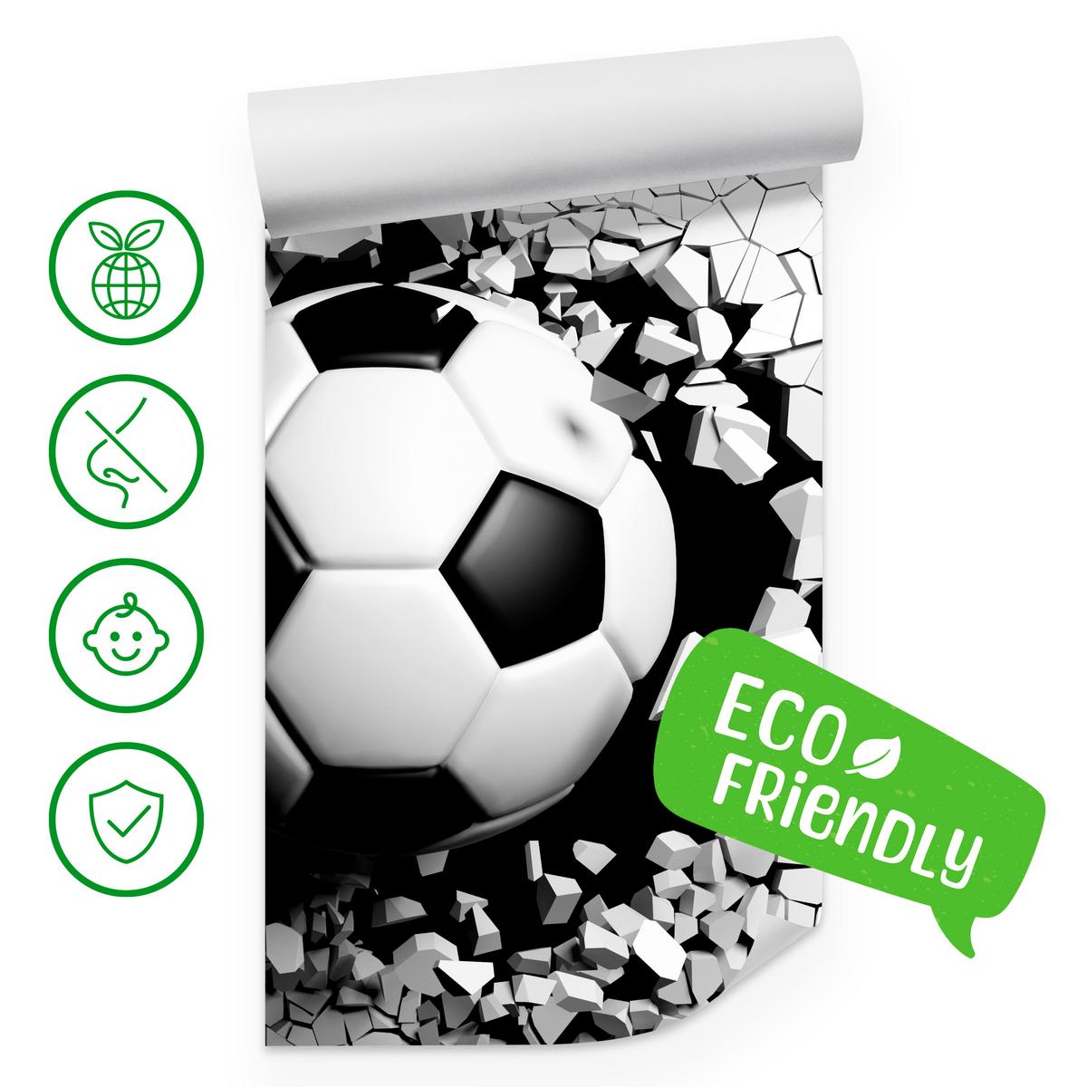 FOTOTAPETE für Wohnzimmer Fußball Betonwand Riss 150x105 - Schwarz/Weiß, Papier (150/105cm) - Muralo