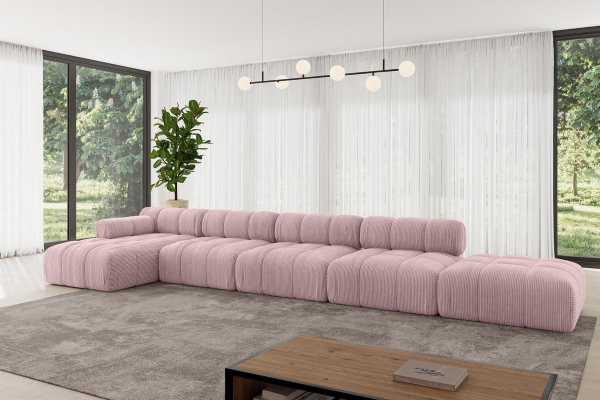 ECKSOFA modulares Sofa Lizur-L3 - 475x160x70 cm Rosa Cord - Rosa, Holzwerkstoff/Textil (475/160cm) - ALTDECOR