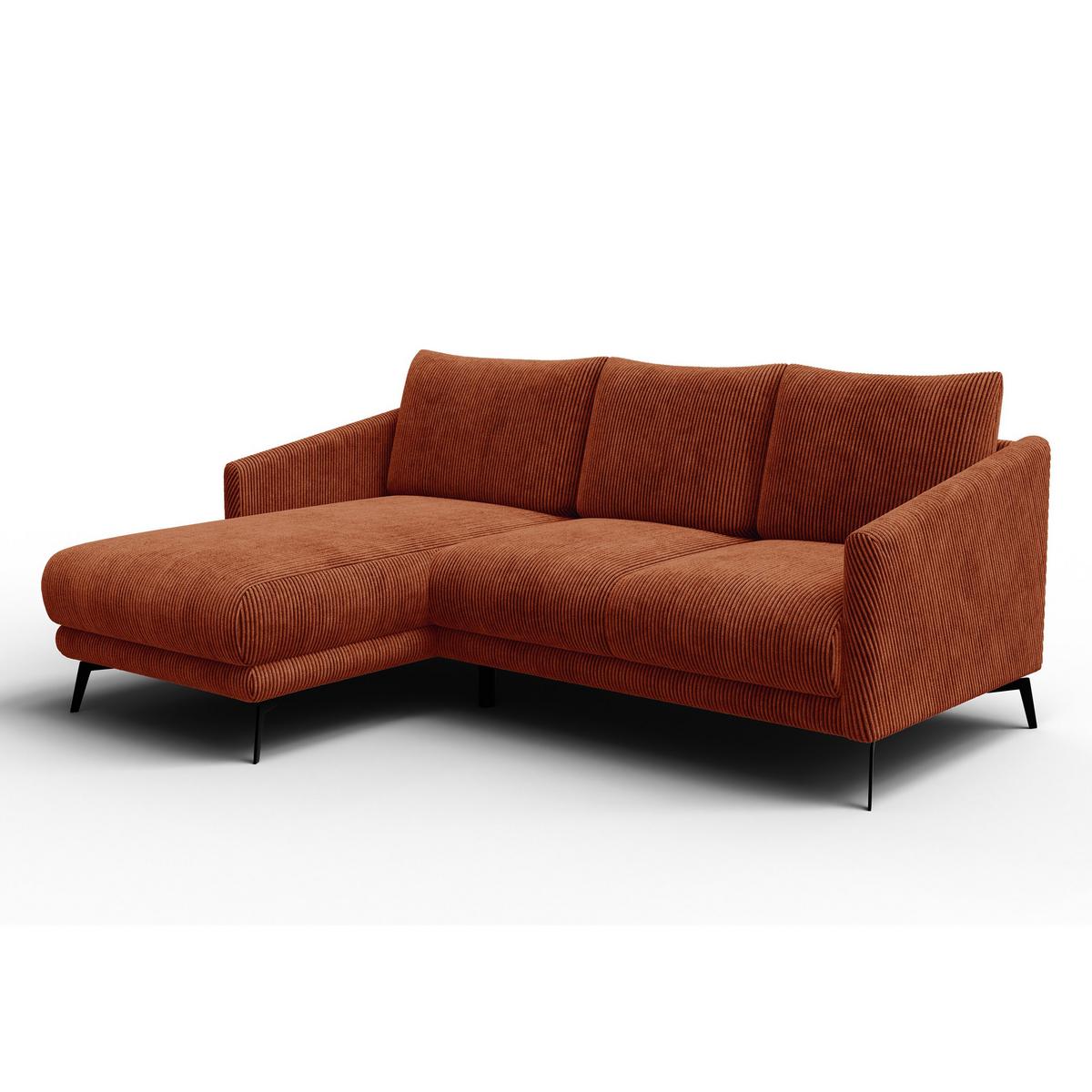 ECKSOFA VILT 3-Sitzer, orange - Schwarz/Orange, Holzwerkstoff/Textil (221/156cm) - Wozimo