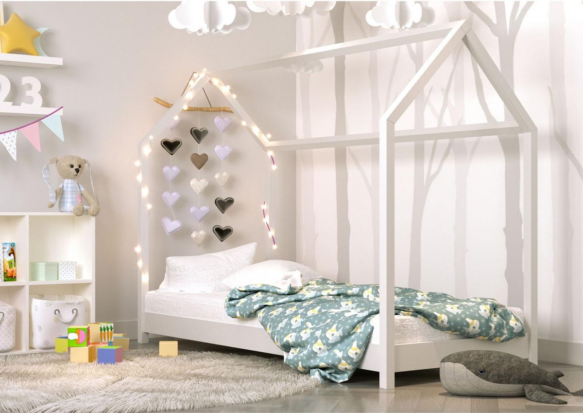KINDERBETT BELLA ohne Schublade ohne Matratze Weiß 200/90 - Weiß, Holzwerkstoff (90/200cm) - RAUMHIRSCH FURNITURE