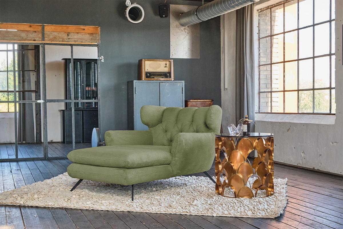 LONGSEAT CHAMRE Grün Cord - Schwarz/Olivgrün, Textil/Metall (130/95/160cm) - KAWOLA