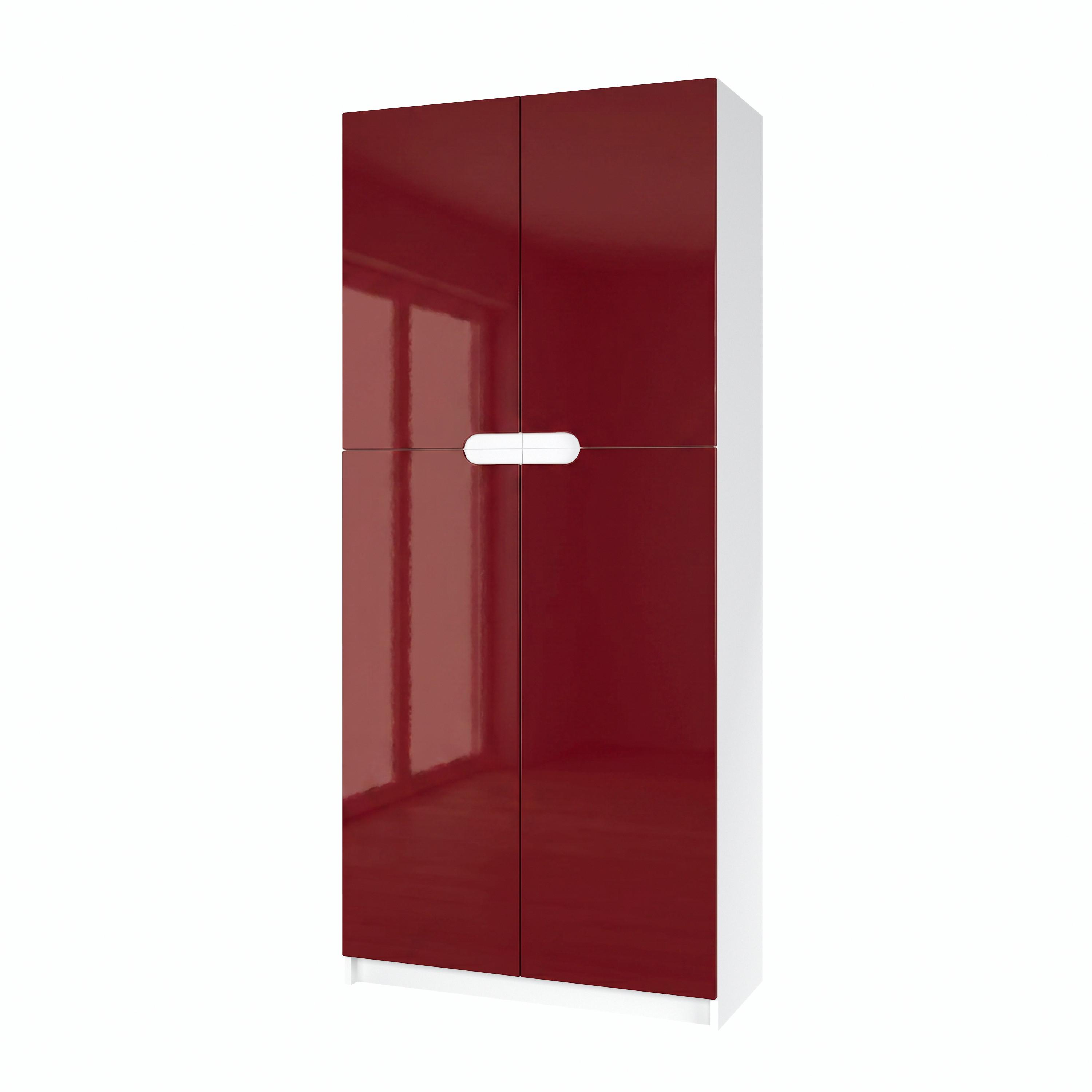 BÜROSCHRANK Logan Fronten in Bordeaux Hochglanz - Bordeaux, Holzwerkstoff (82/184/37cm) - Vladon