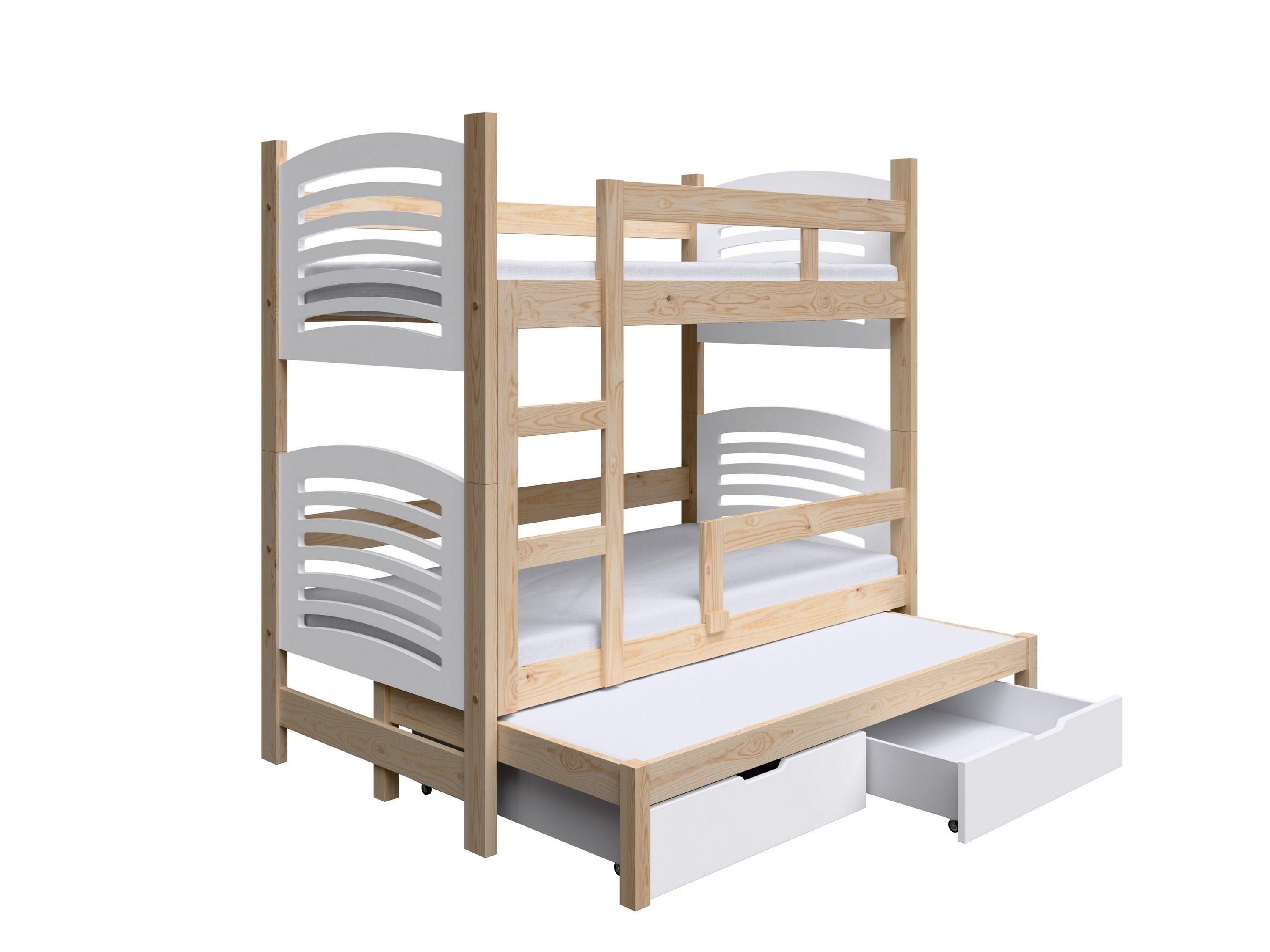 ETAGENBETT OHANA mit Bettkasten 75x180 cm Kieferfarben - Weiß/Kieferfarben, Holz (75/180cm) - MASSENO