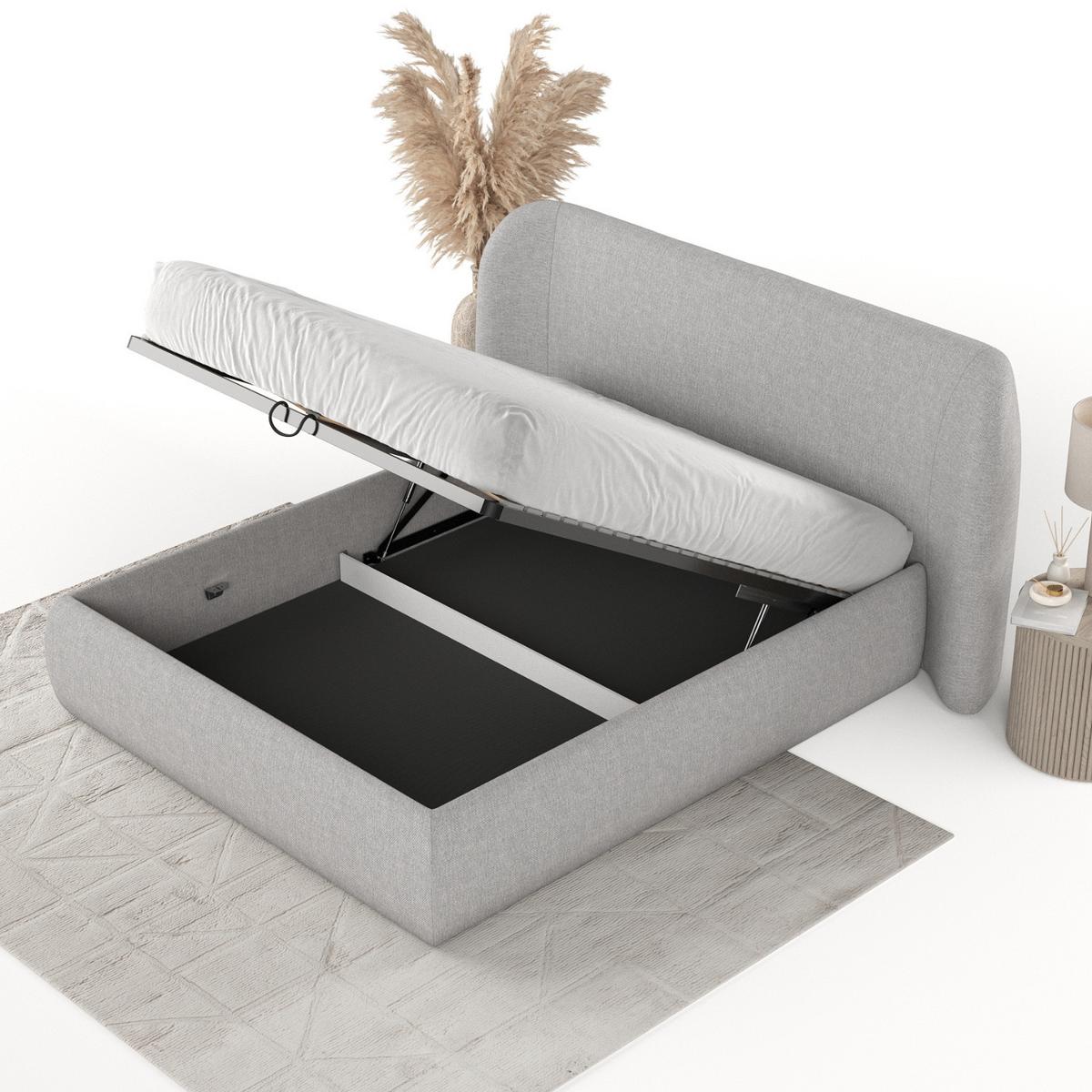 POLSTERBETT Bellano mit Stauraum 200/200 cm Grau im Megan Stoff - Schwarz/Naturfarben, Holz/Holzwerkstoff (200/200cm) - AltaBeds